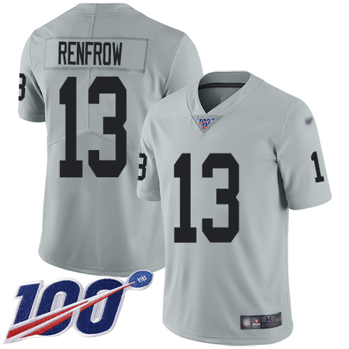 Men Oakland Raiders Limited Silver Hunter Renfrow Jersey NFL Football #13 100th Season Inverted Jersey